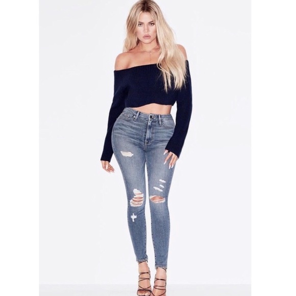 Good American Good Waist Raw Edge Skinny Jeans 2/26 - Picture 3 of 9